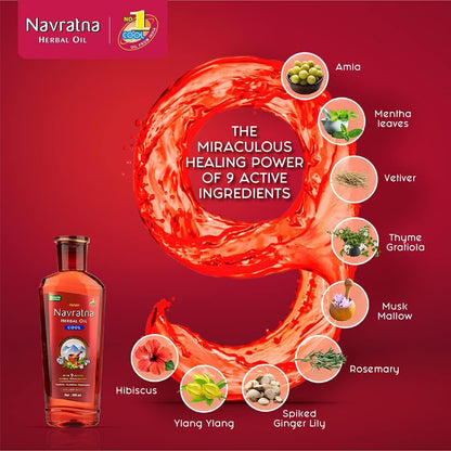 Himani Navratna Ayurvedic Cool Oil with 9 active herbal ingredients