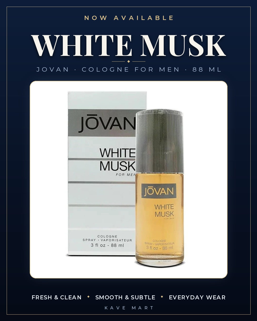 Jovan White Musk for Men Cologne Spray 88ml (3 fl oz) bottle