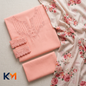 Unstitched Embroidered Peach Lawn 3-Piece Suit with Floral Dupatta
