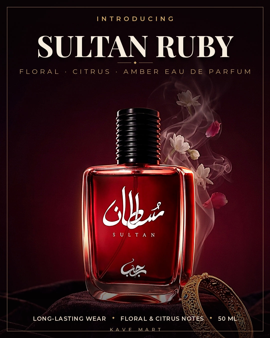 Sultan Ruby Eau De Parfum for Women – 50ml Long Lasting Floral Fragrance